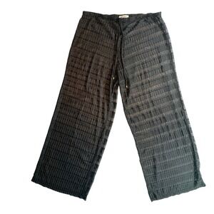 Jordan Taylor Crochet Beach Pants Womens Large Black Sheer Wide Leg Cover Up